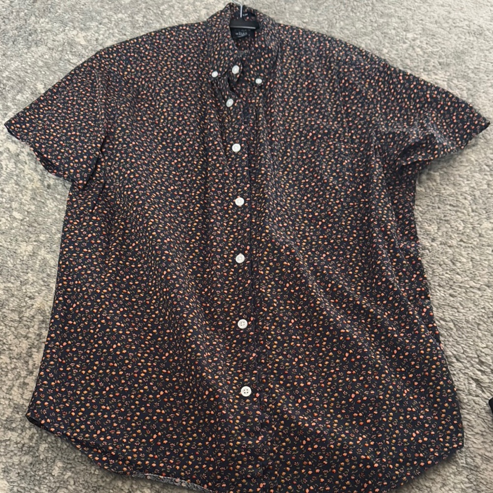 J. Crew Blue Casual Button Down Shirt with Subtle Pattern